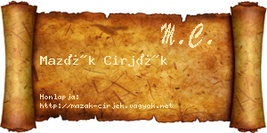Mazák Cirjék névjegykártya